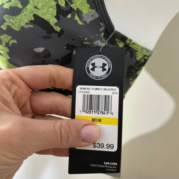 (NWT) Under Armour Gym Leggings & Sports Bra in Gray/Lime, Medium - Picture 2 of 16